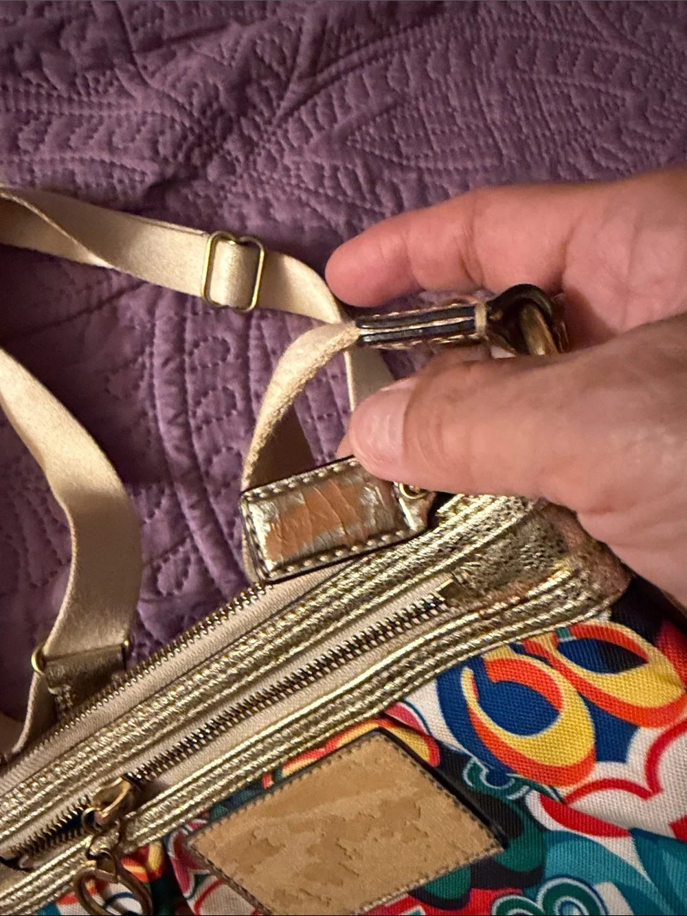Coach Multicolor Pop-Print Crossbody with Gold Trim